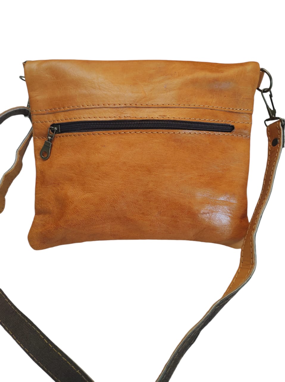 Bandolera de cuero natural color camel – Nadia
