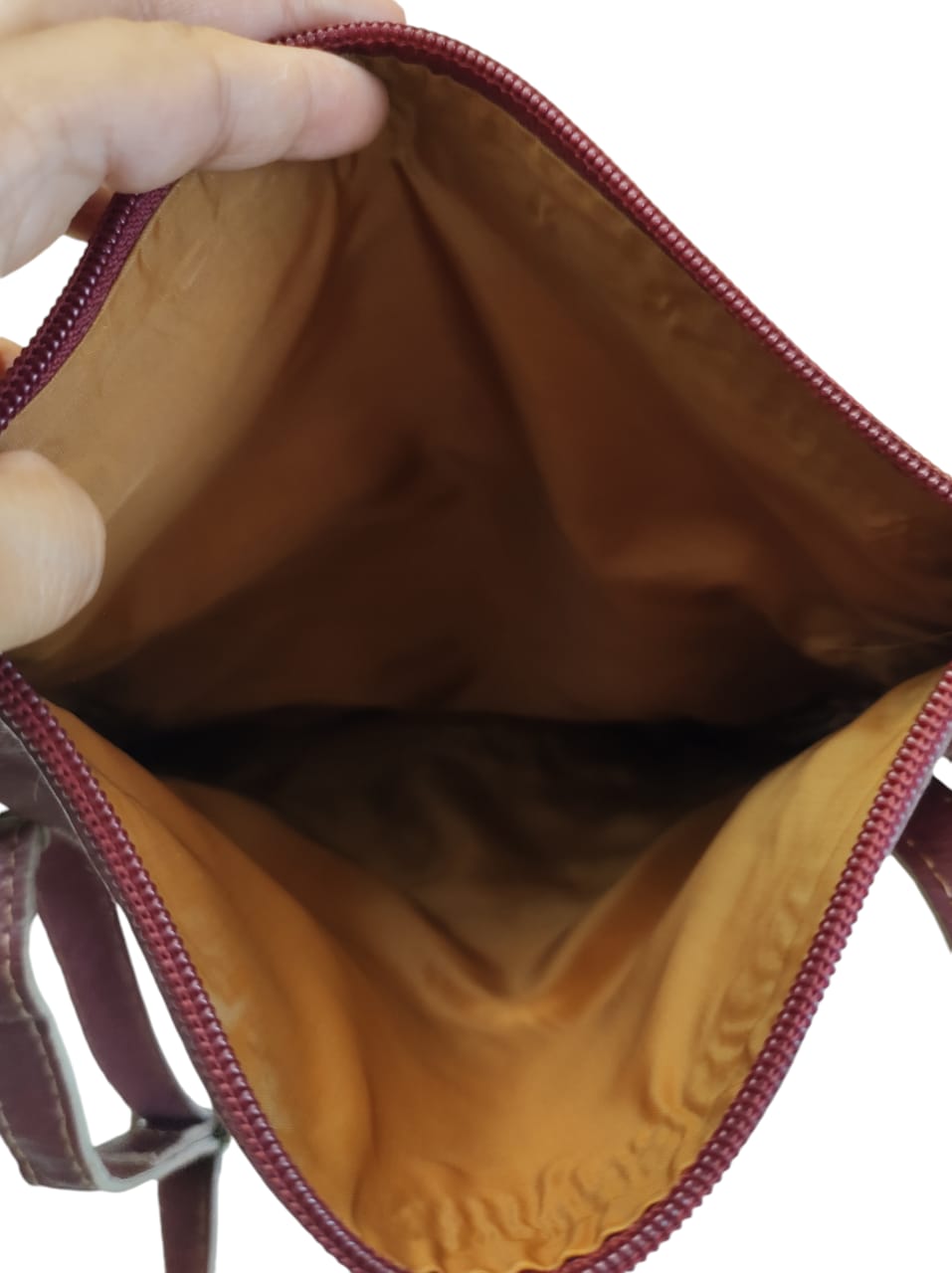 Bandolera de cuero natural color rojo – Nadia