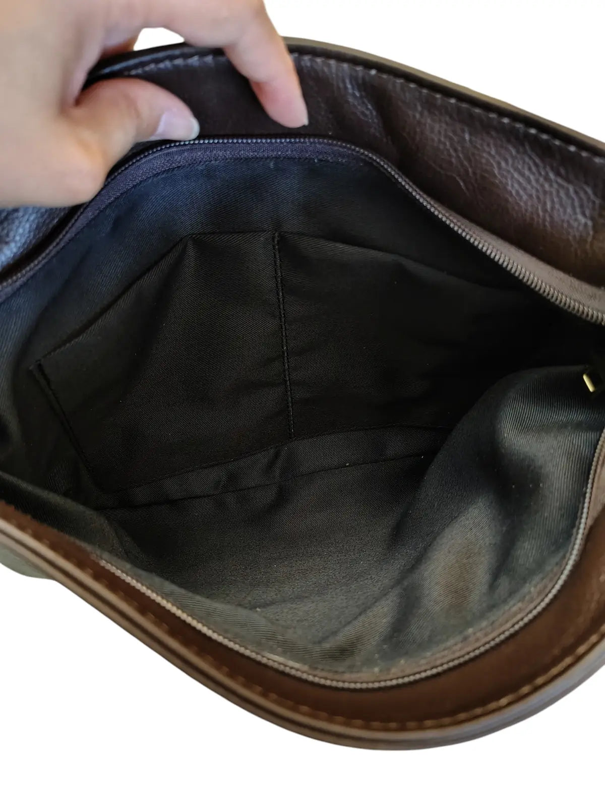 Bandolera de cuero natural color café moro - Amira