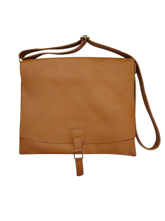 Bandolera de cuero natural color camel - Amira