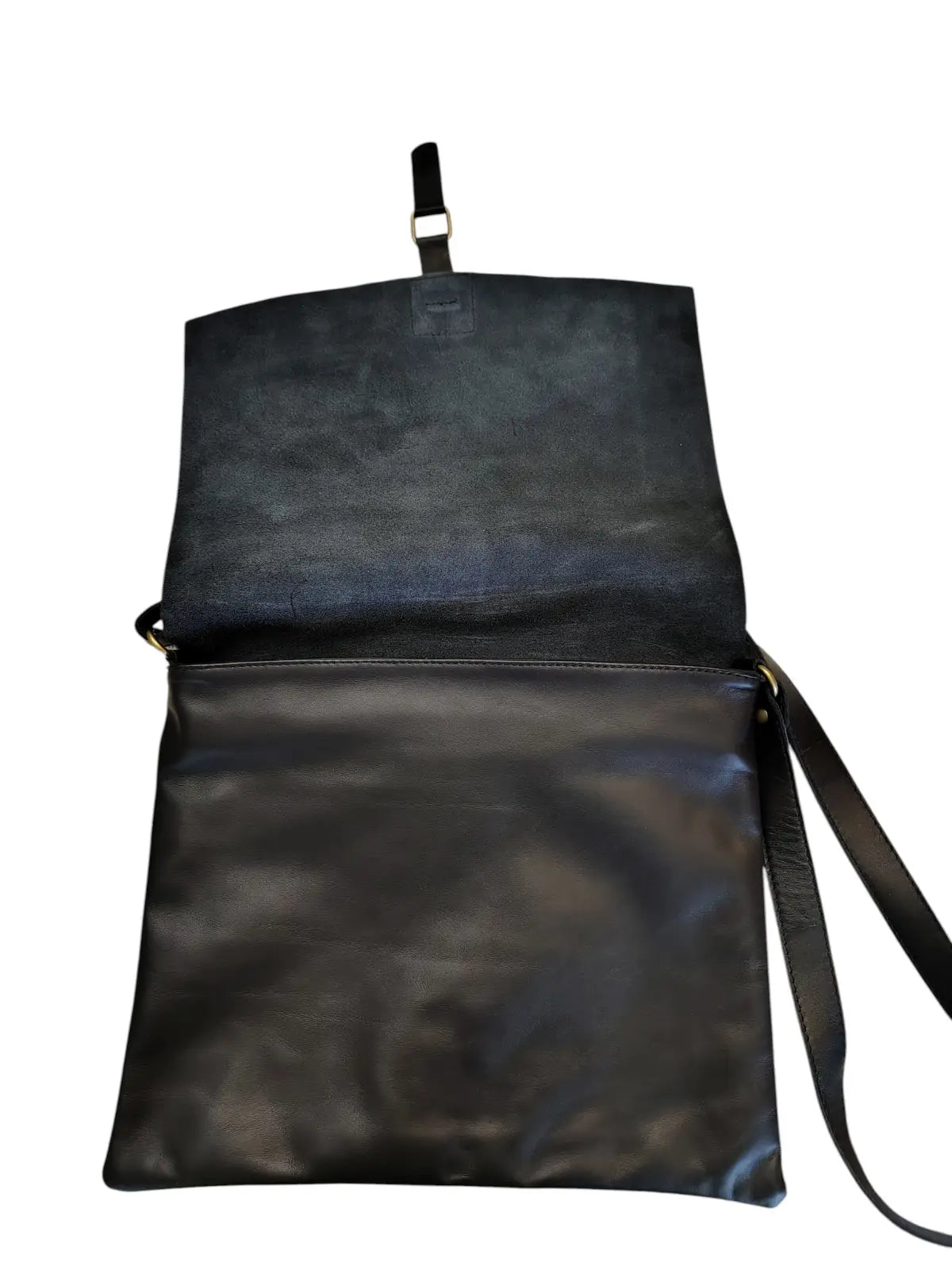 Bandolera de cuero natural color negro - Amira