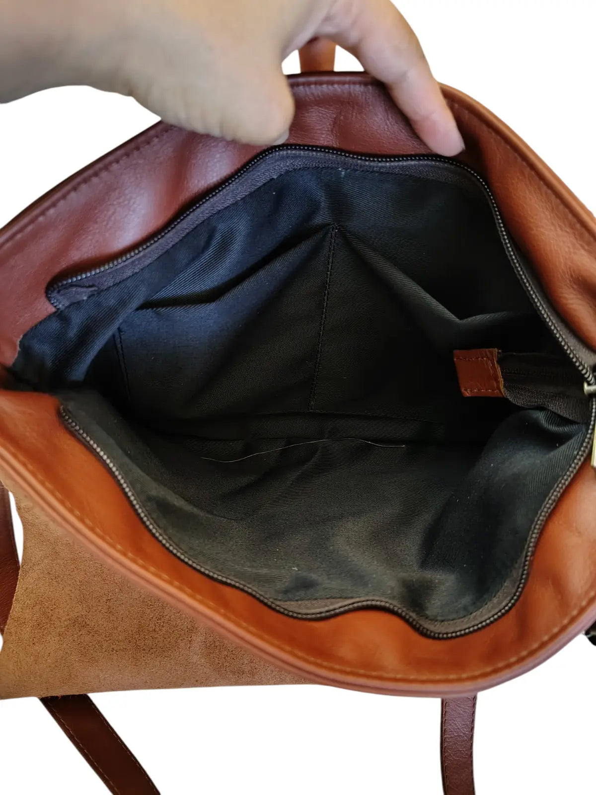 Bandolera de cuero natural color Terracota - Amira