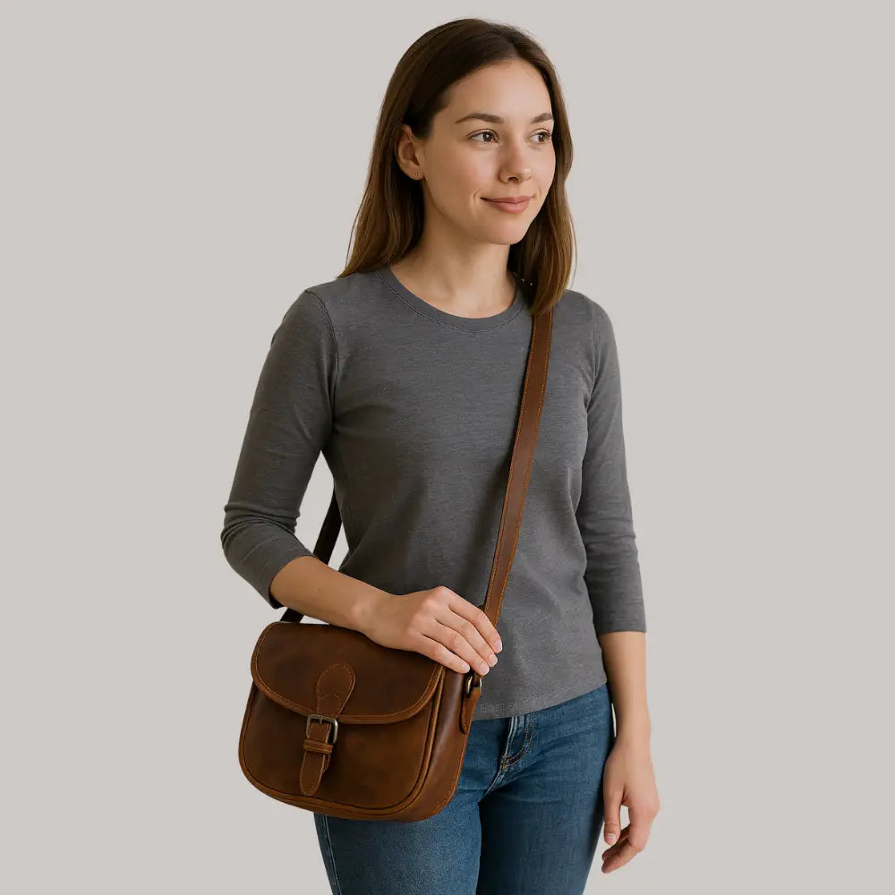 Cartera de cuero natural - Amira