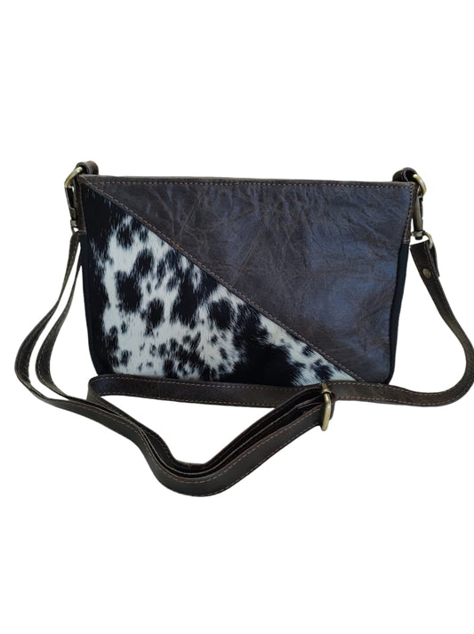 Cartera de cuero natural color café oscuro - Sahira