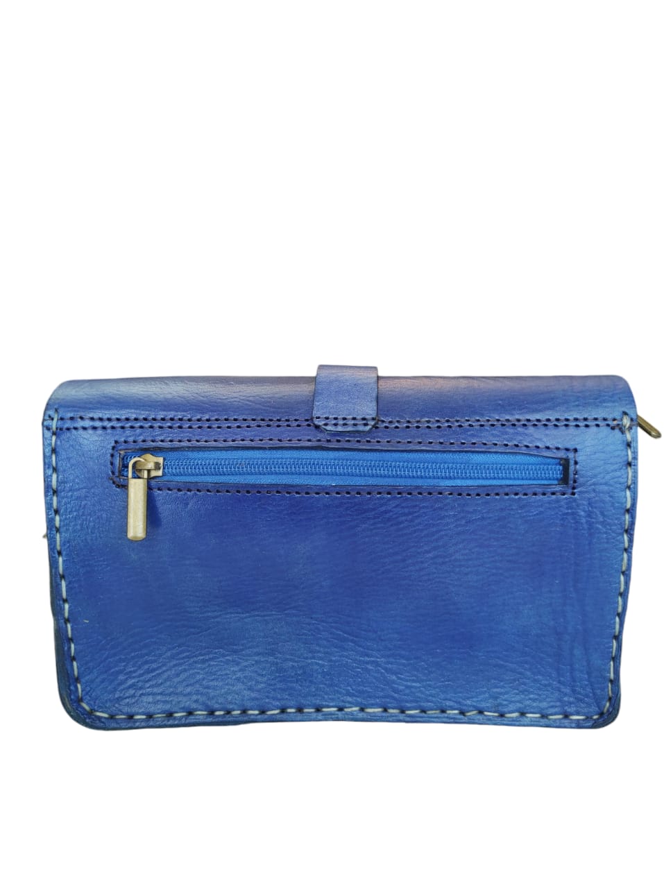 Cartera de cuero natural azul - Muna