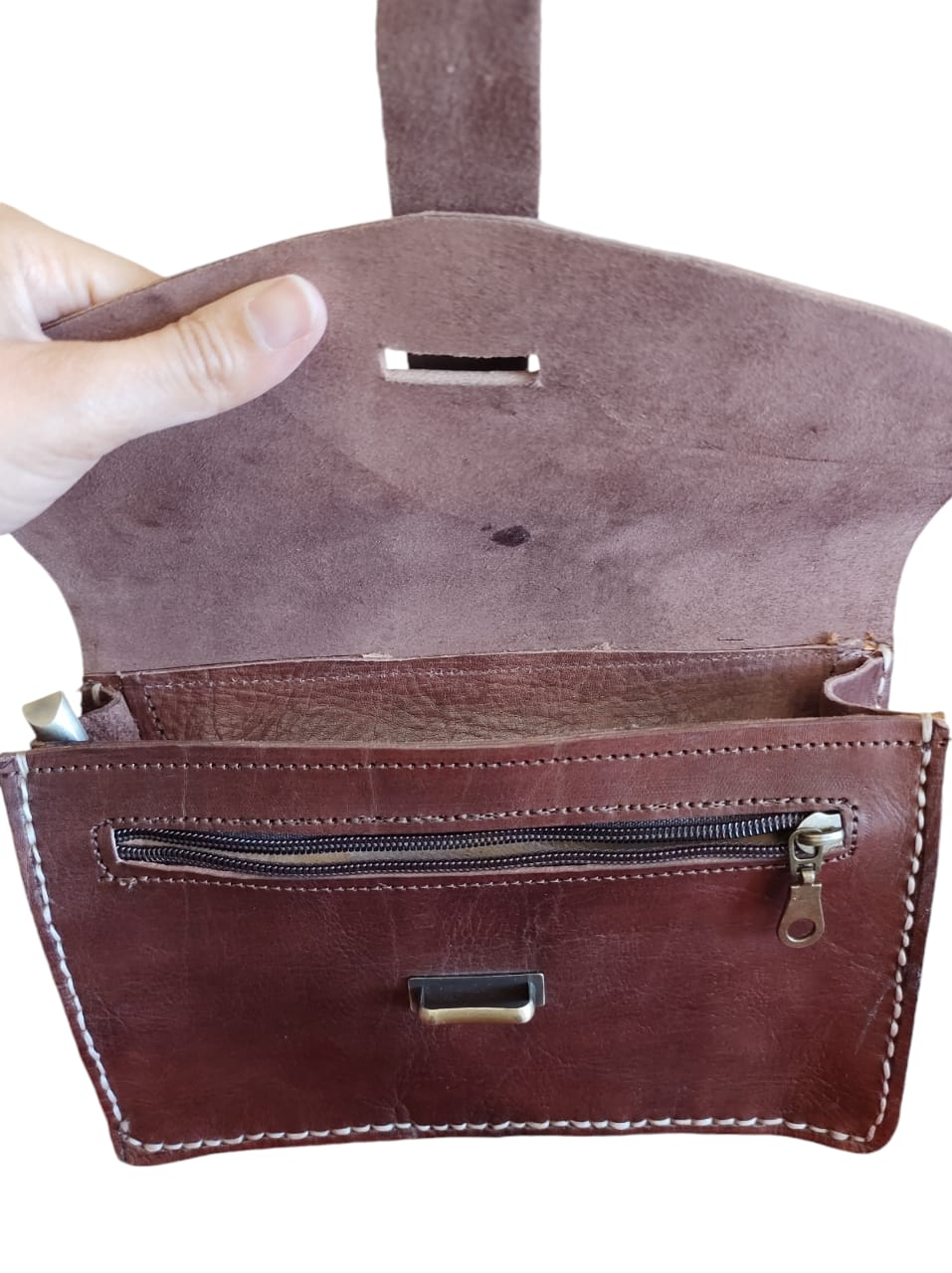 Cartera de cuero natural café – Muna