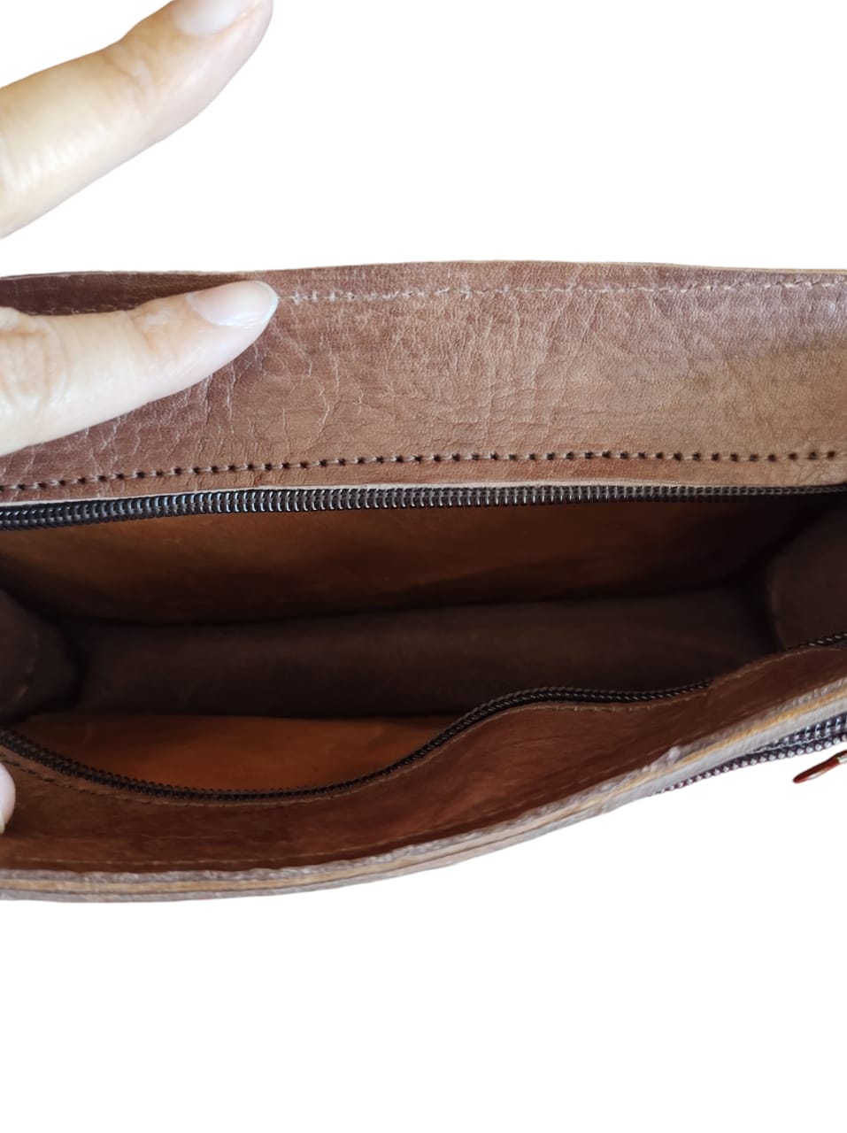 Cartera de cuero natural café – Muna