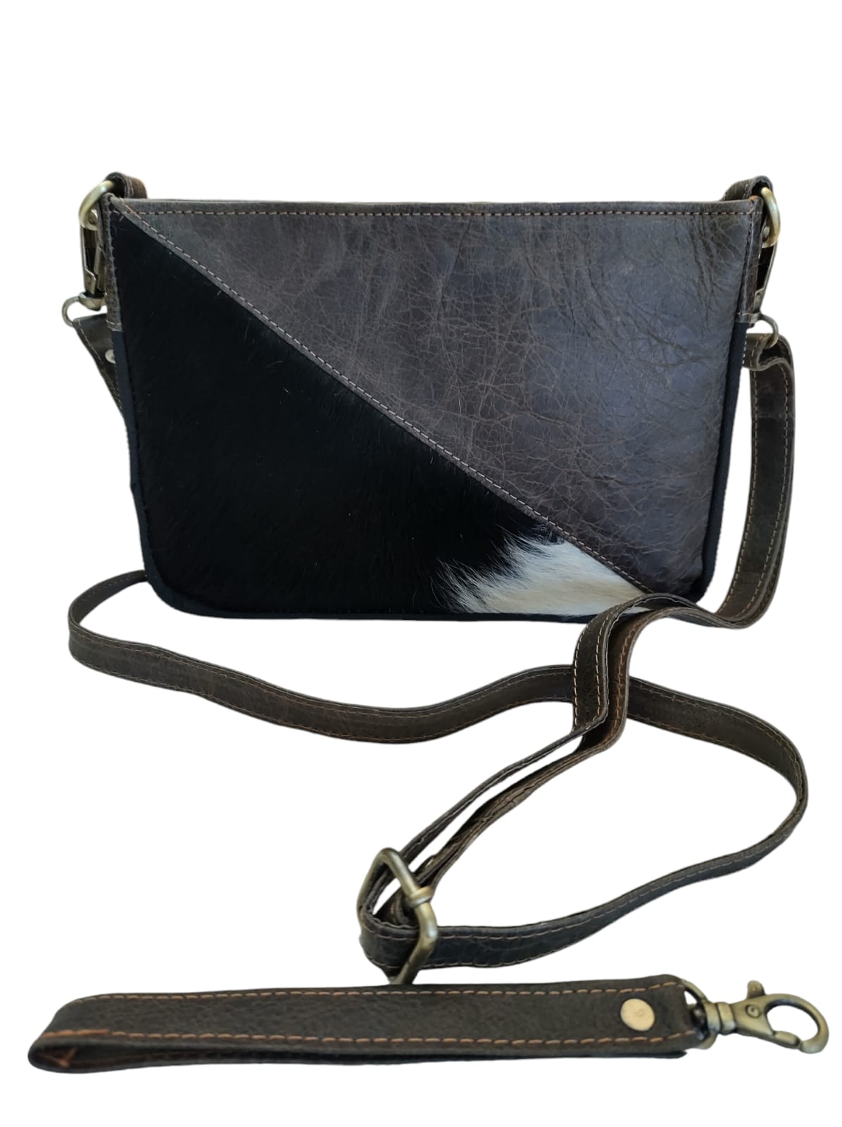 Cartera de cuero natural color café oscuro - Sahira