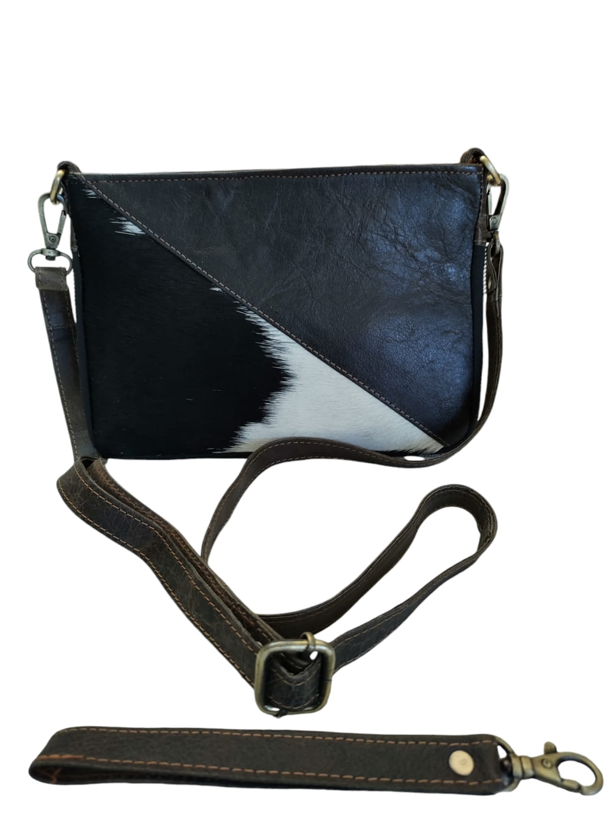 Cartera de cuero natural color café oscuro - Sahira