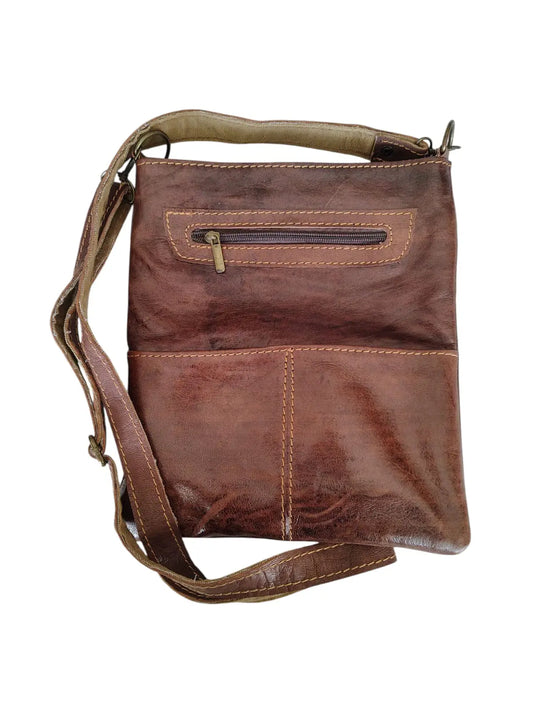 Cartera de cuero natural color café - Randa