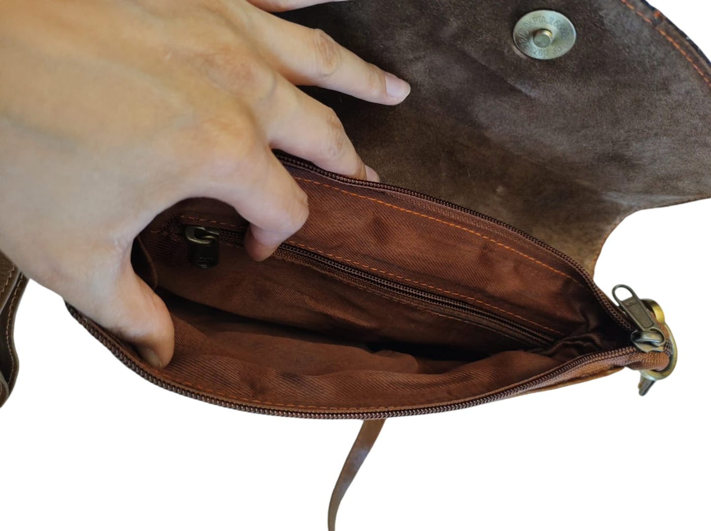Cartera de cuero natural color café – Fairuz