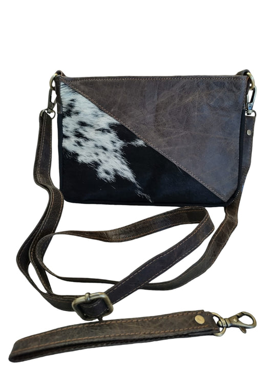 Cartera de cuero natural color café oscuro - Sahira