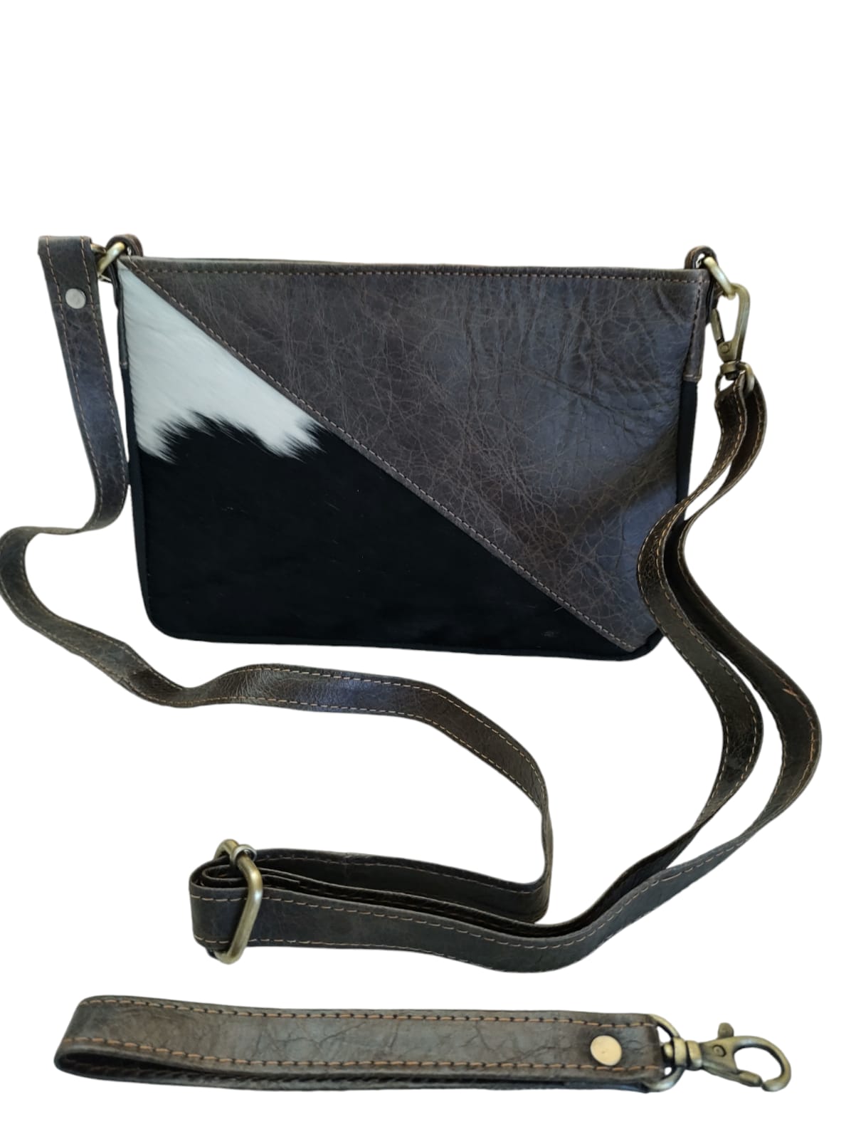 Cartera de cuero natural color café oscuro - Sahira