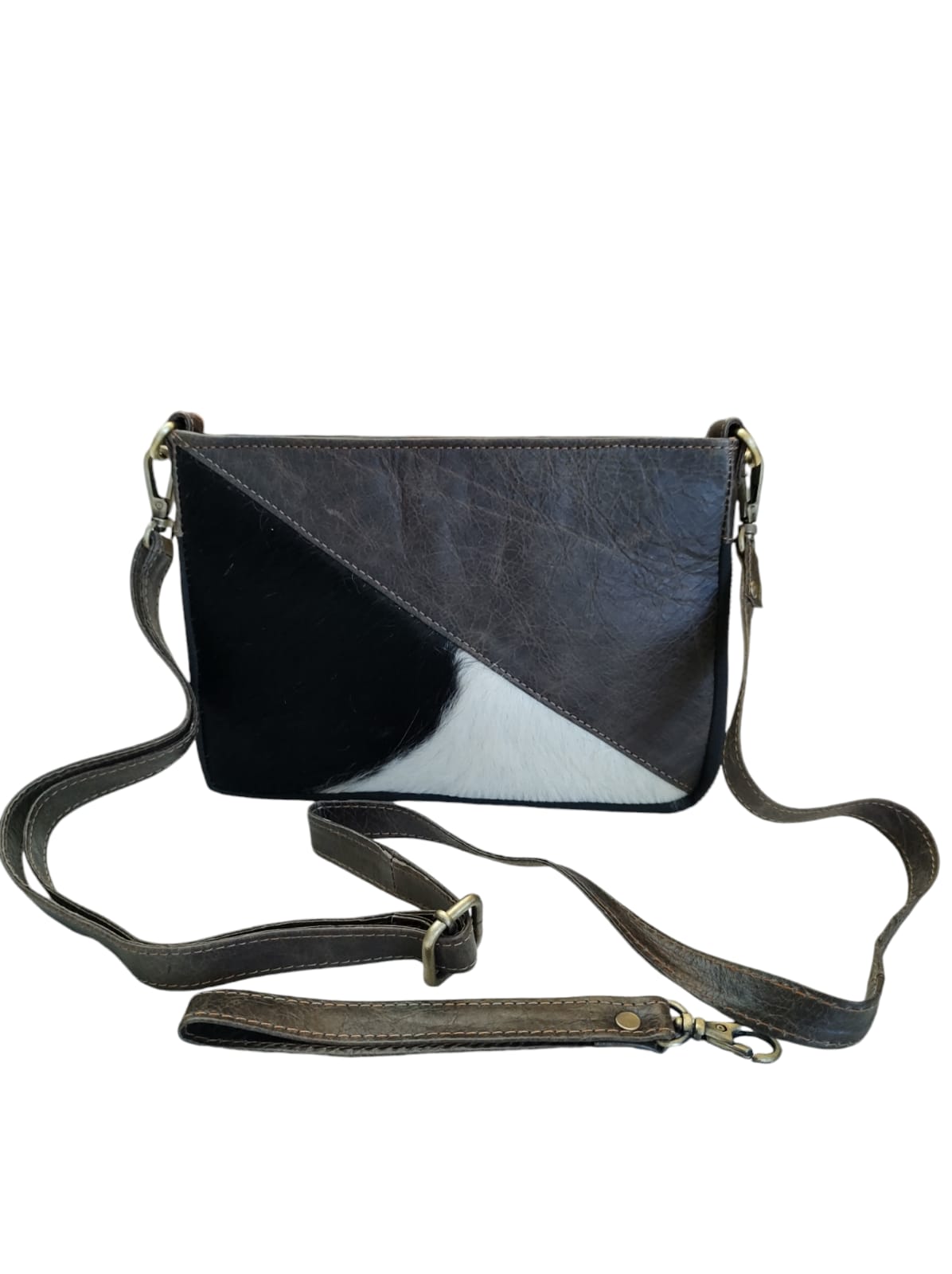 Cartera de cuero natural color café oscuro - Sahira