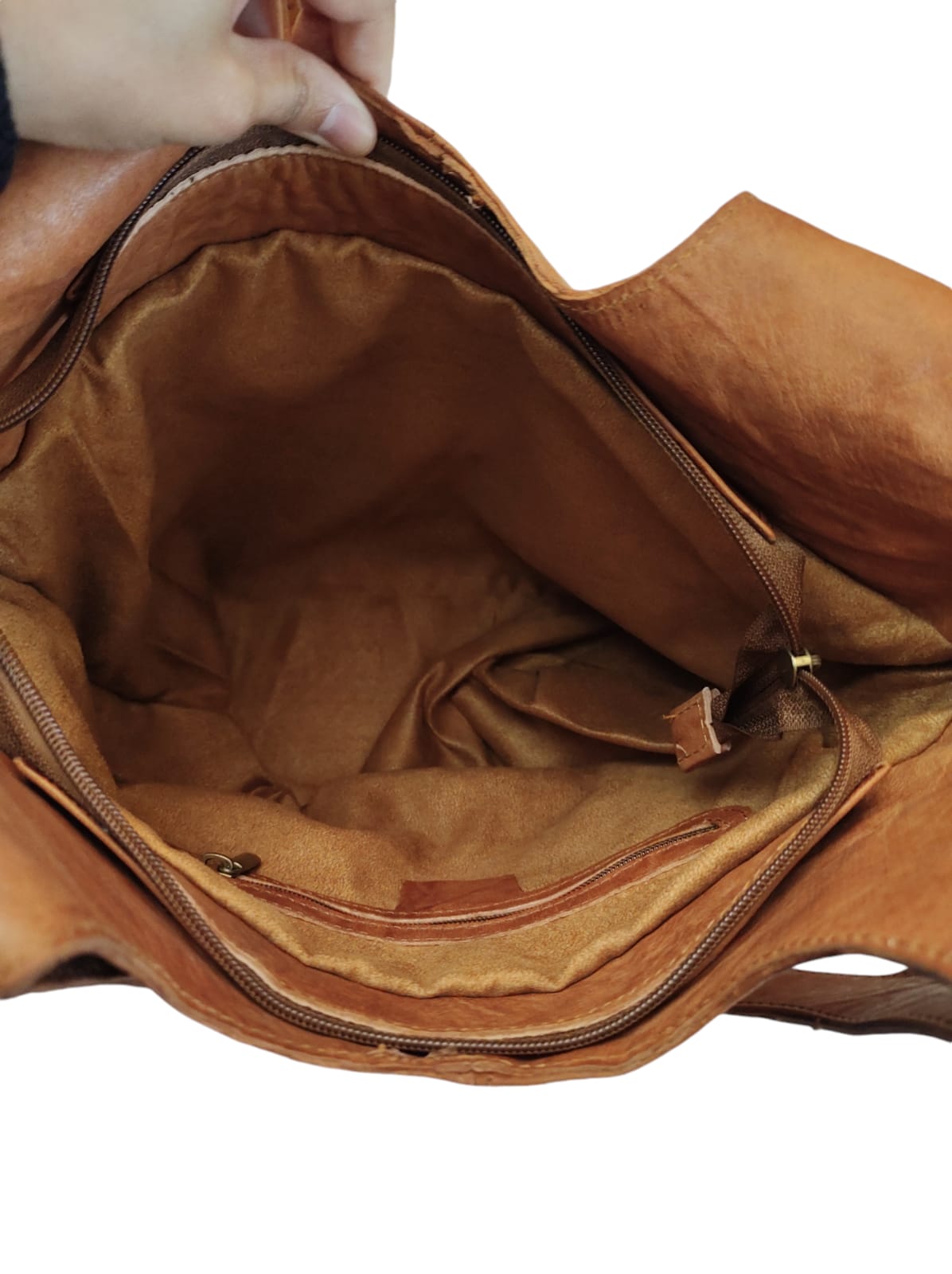 Cartera de cuero natural color camel - Rania