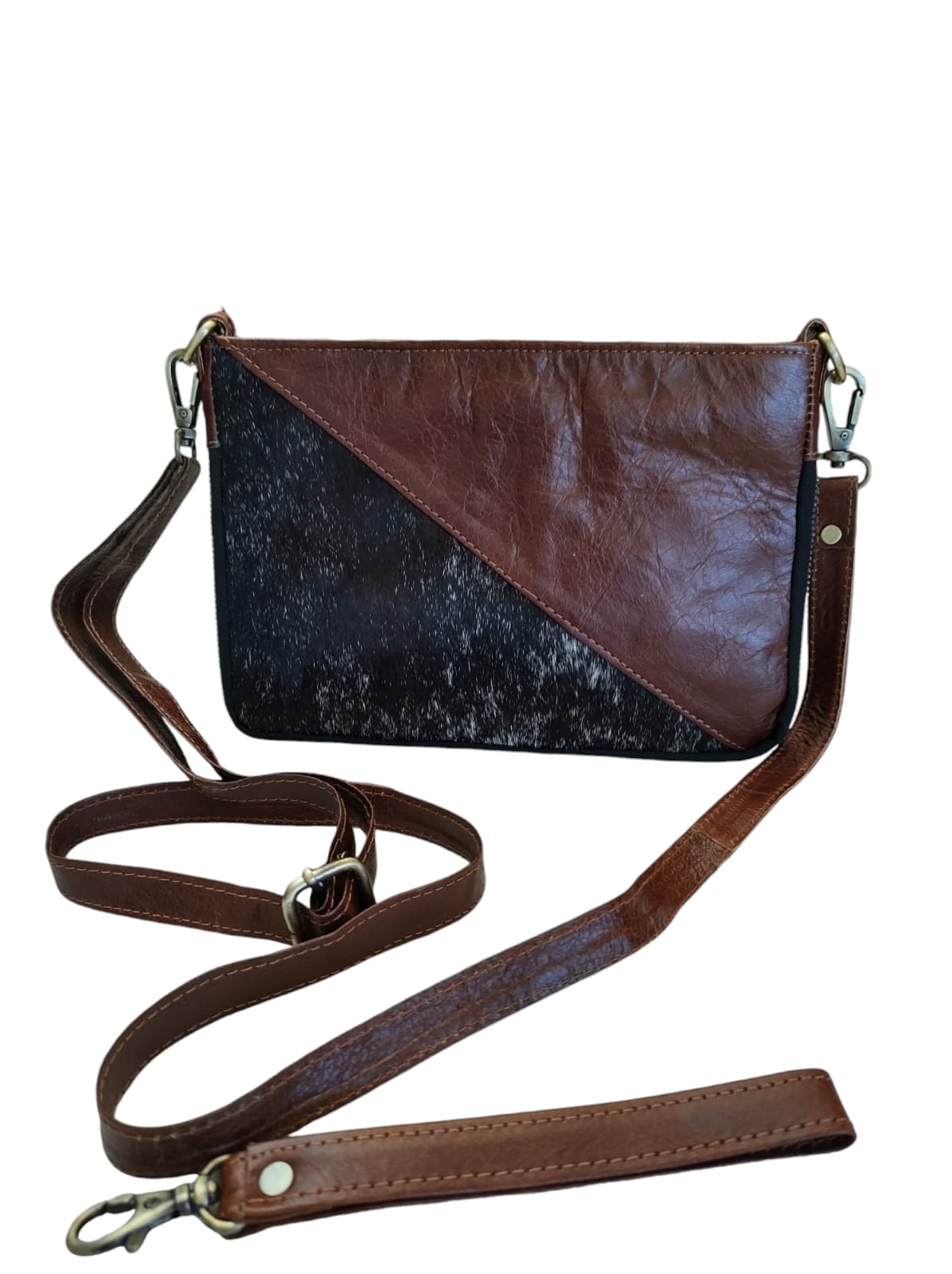 Cartera de cuero natural color caoba - Sahira