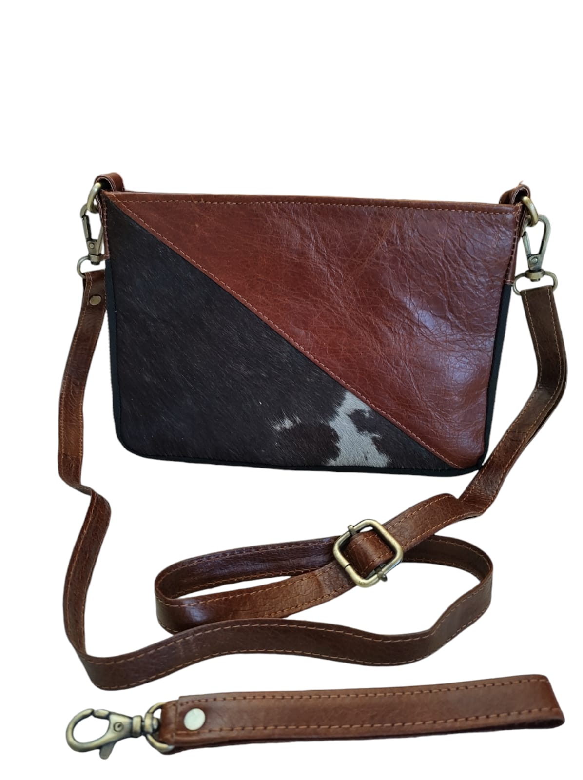 Cartera de cuero natural color caoba - Sahira