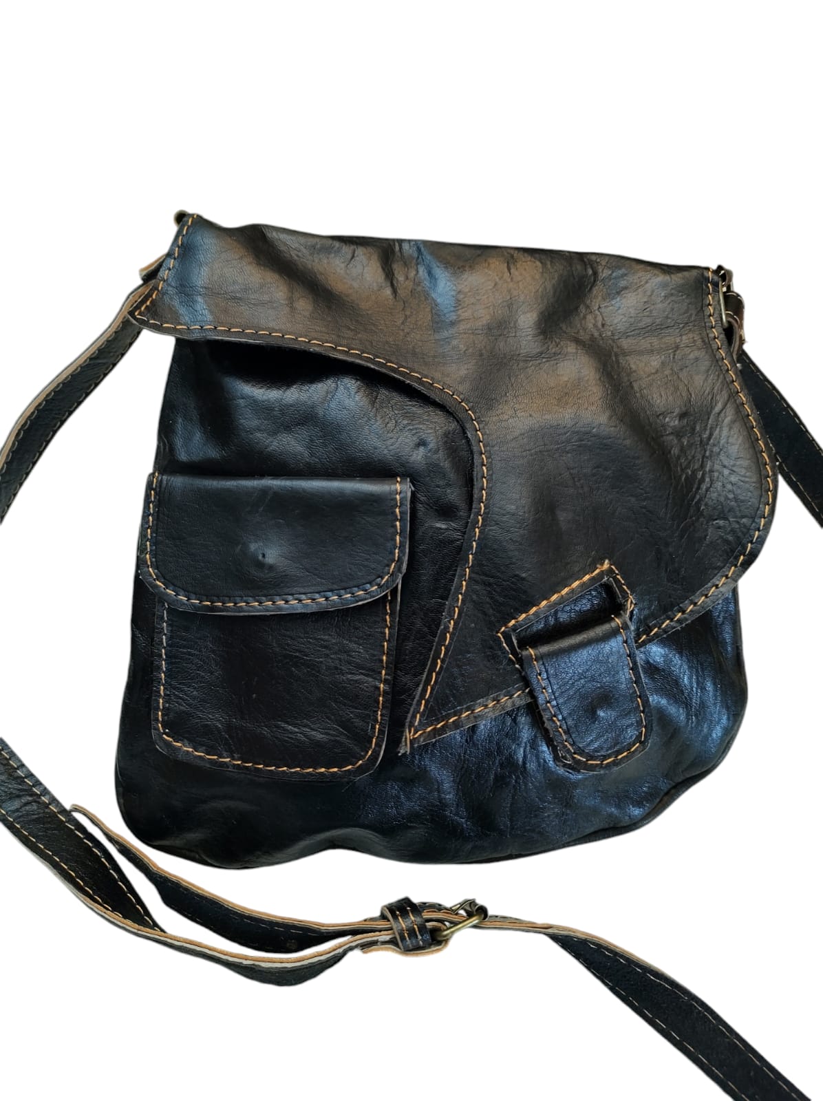 Cartera de cuero natural color negro - Nawal