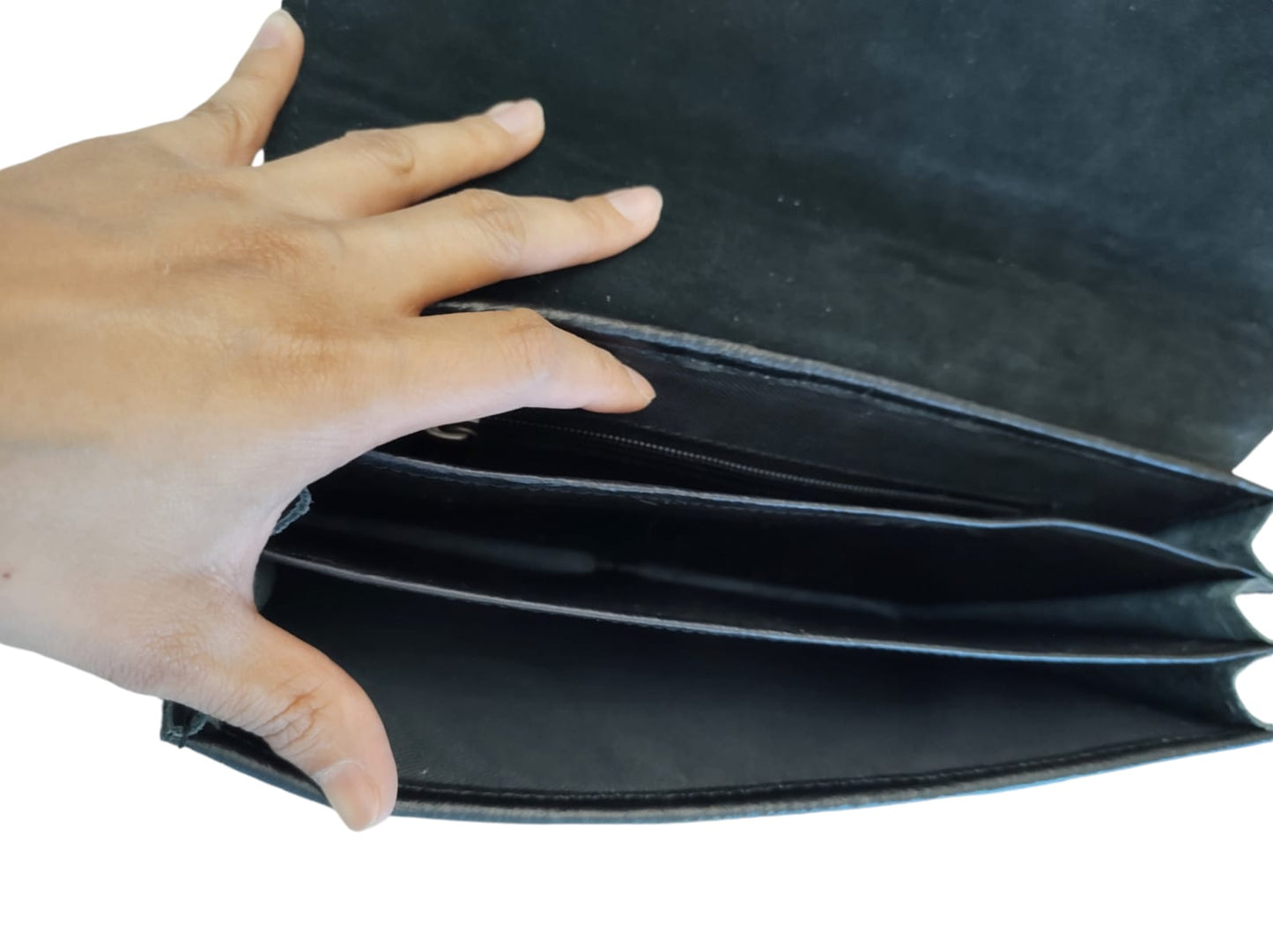 Cartera de cuero natural color negro – Fariha