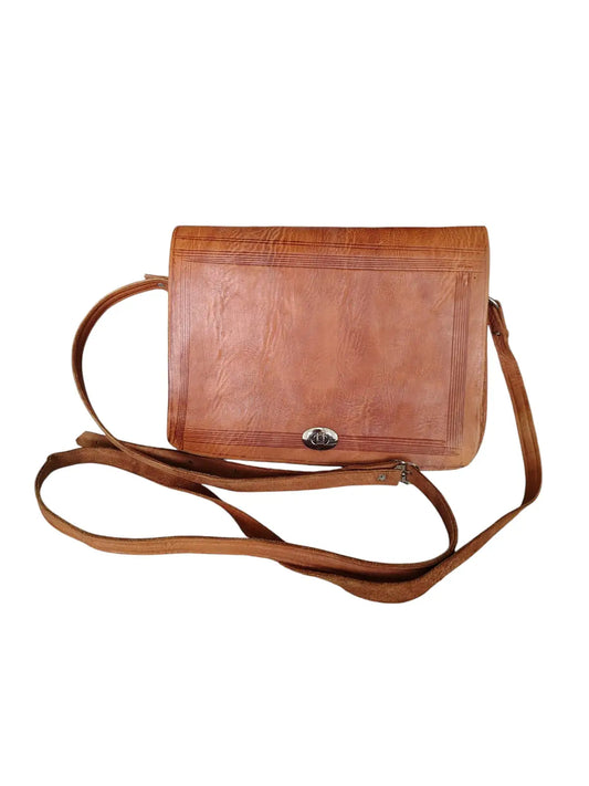 Cartera de cuero natural color camel - Afife