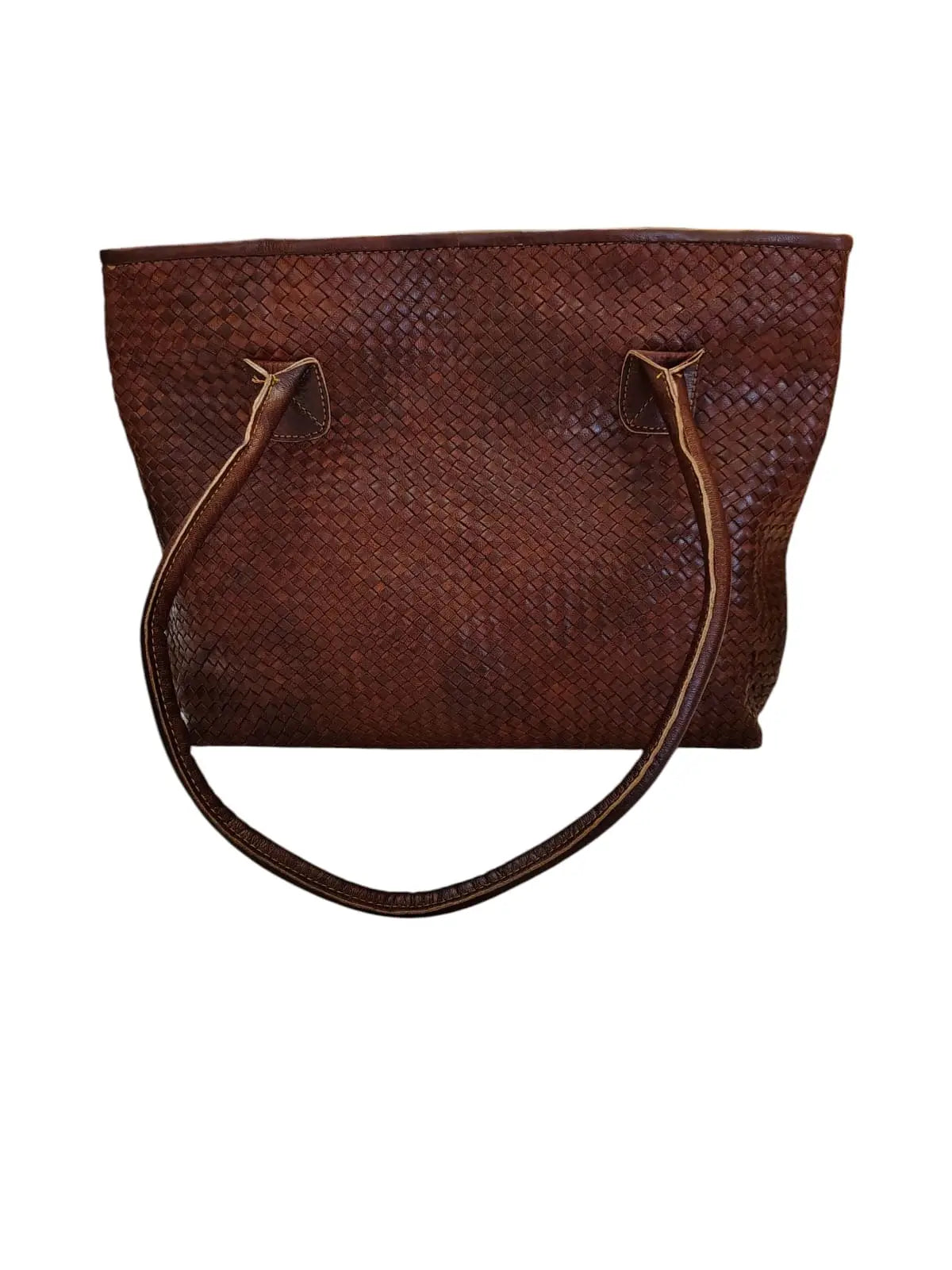 Tote Bag de cuero natural tejido color terracota - Zafira