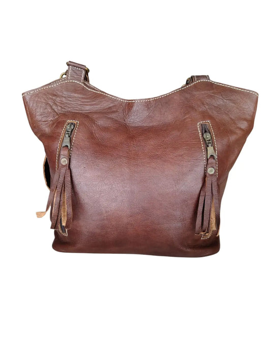 Cartera de cuero natural color café - Marwa