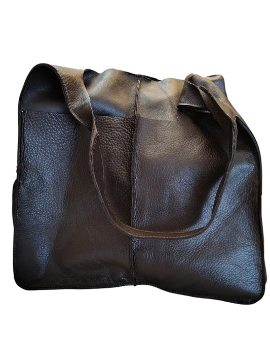 Tote Bag de cuero natural color café moro – Soraya