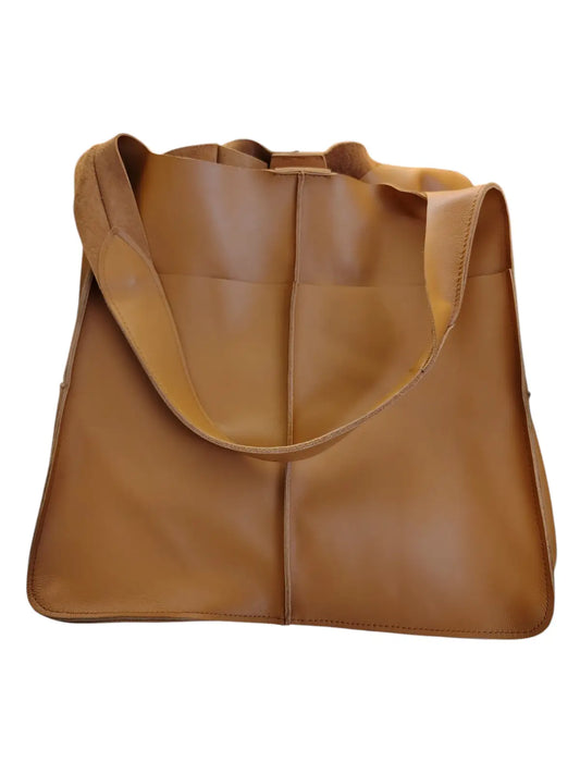 Tote Bag de cuero natural color camel – Soraya