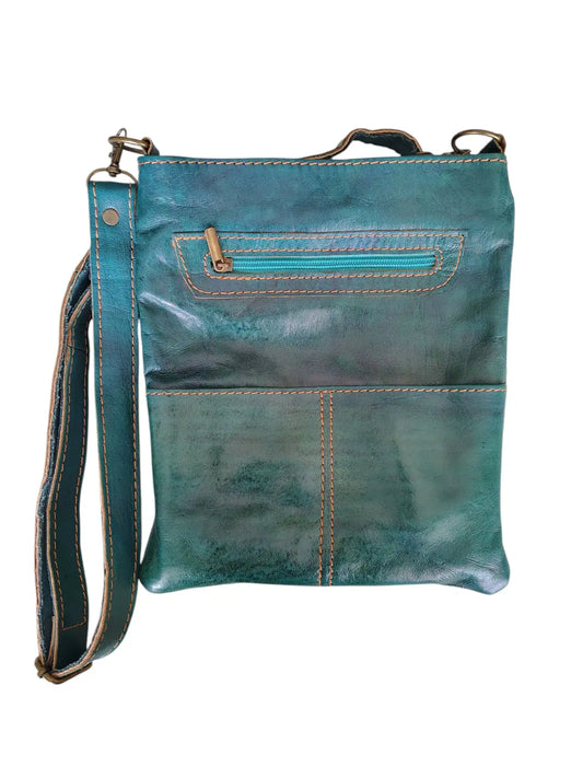 Cartera de cuero natural color petróleo - Randa