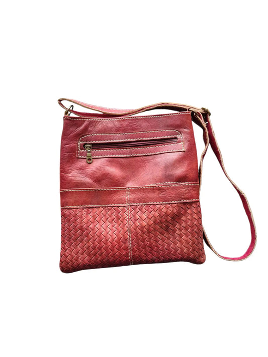 Cartera de cuero natural color rojo - Helhue