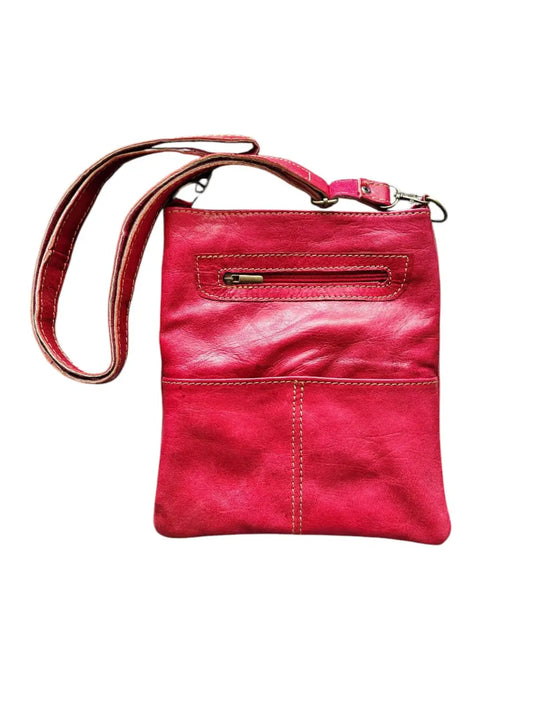 Cartera de cuero natural color rojo - Randa