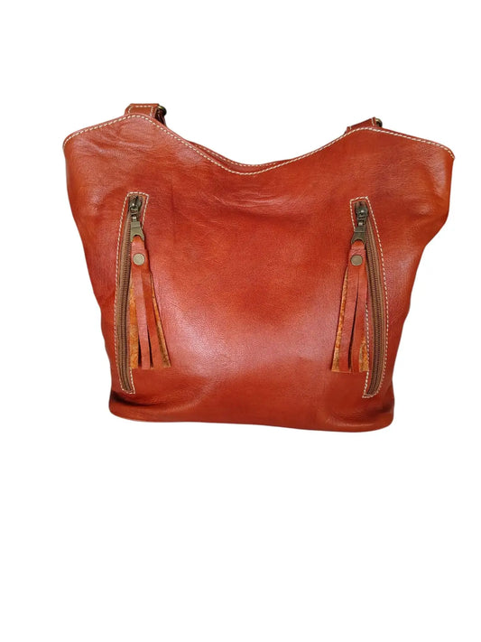 Cartera de cuero natural color terracota - Marwa