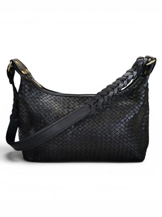 Cartera de cuero natural color negro - Amina