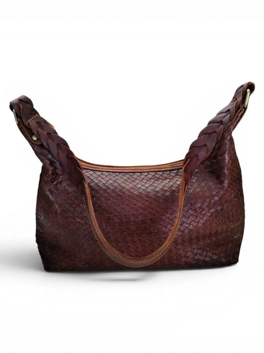 Cartera de cuero natural color terracota - Amina