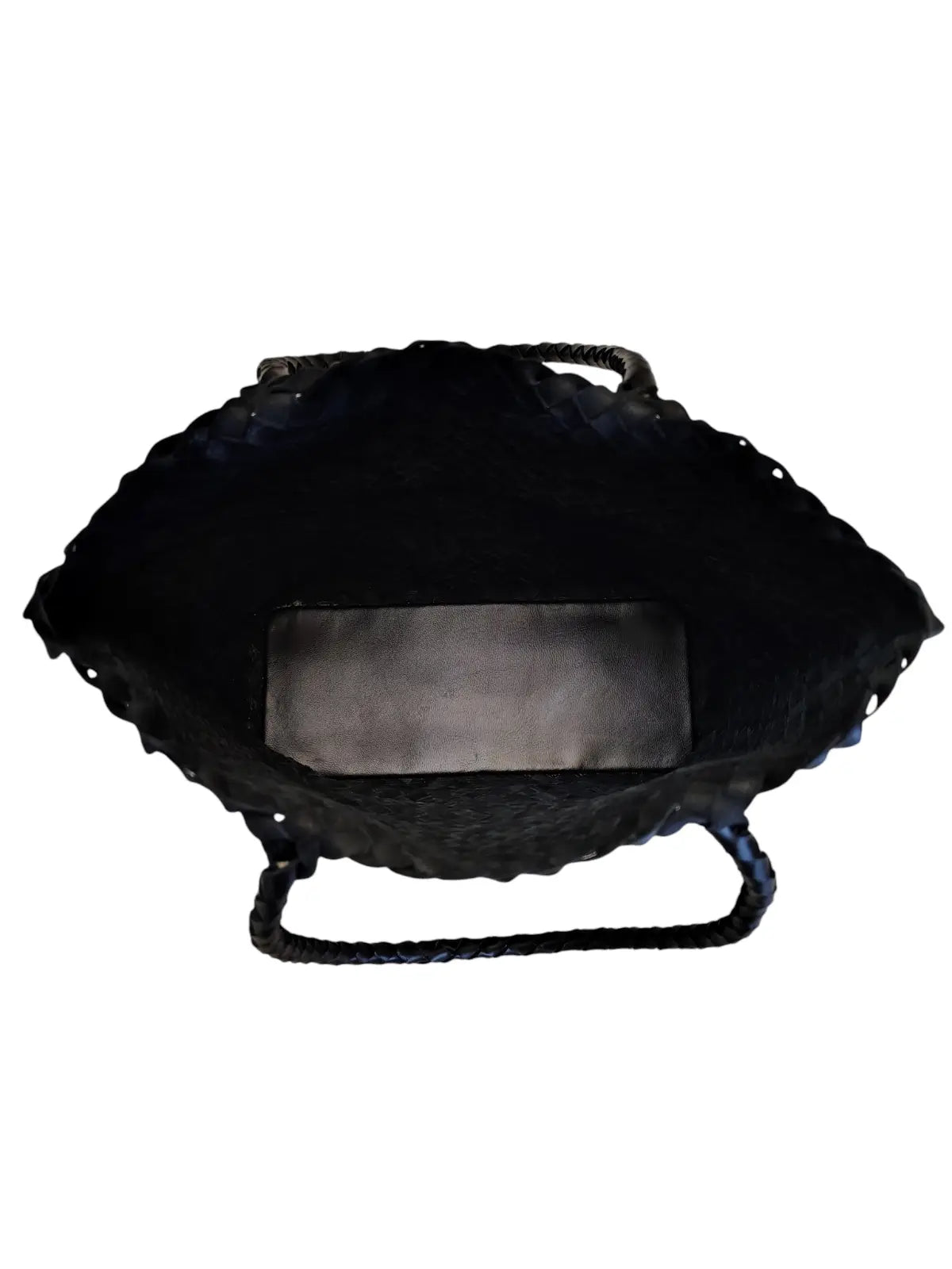 Cartera de cuero natural trenzado color negro - Karime