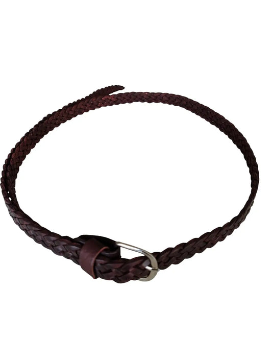 Cinturón de cuero natural trenzado color café chocolate