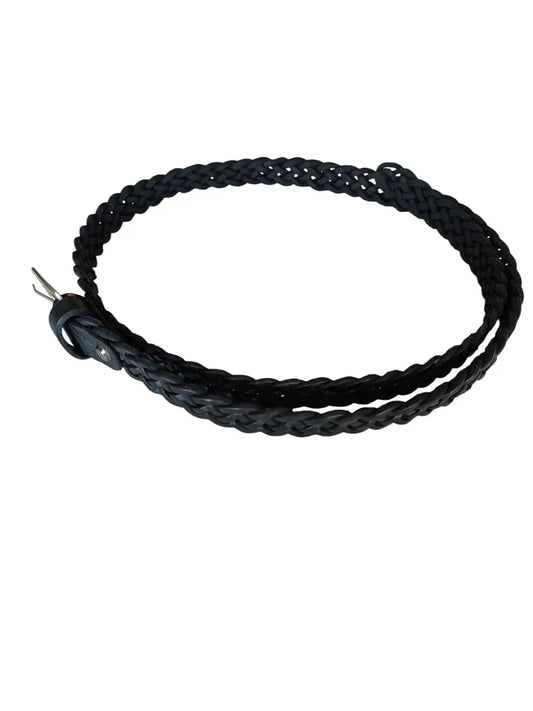 Cinturón de cuero natural trenzado color negro