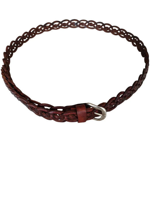 Cinturón de cuero natural trenzado color café chocolate