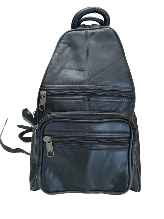 Mochila de cuero natural color negro - Rida