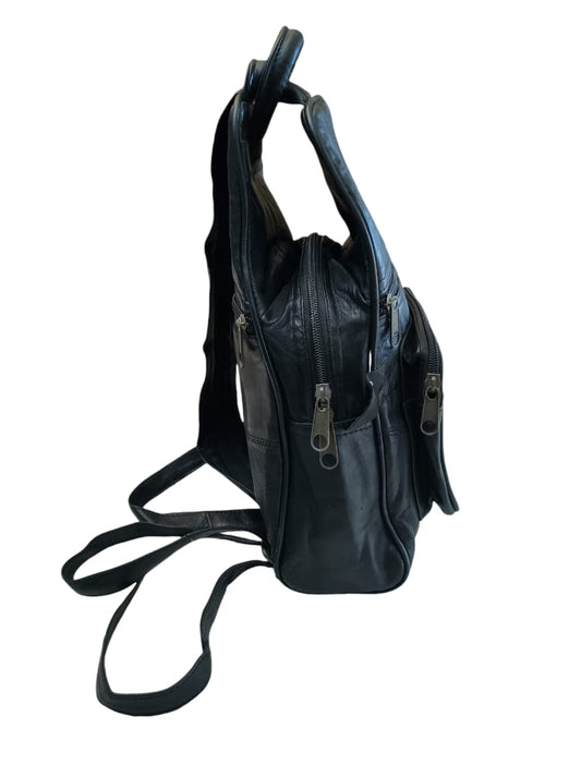 Mochila de cuero natural color negro - Rida