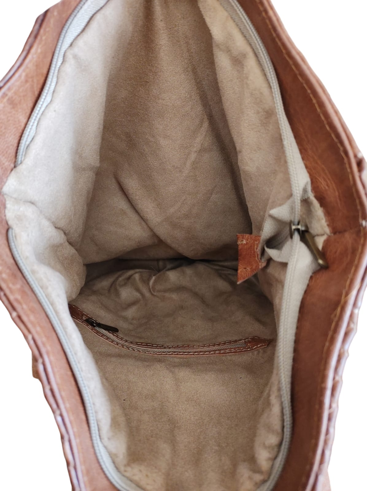 Mochila de cuero natural tejida color barquillo - Ghaada