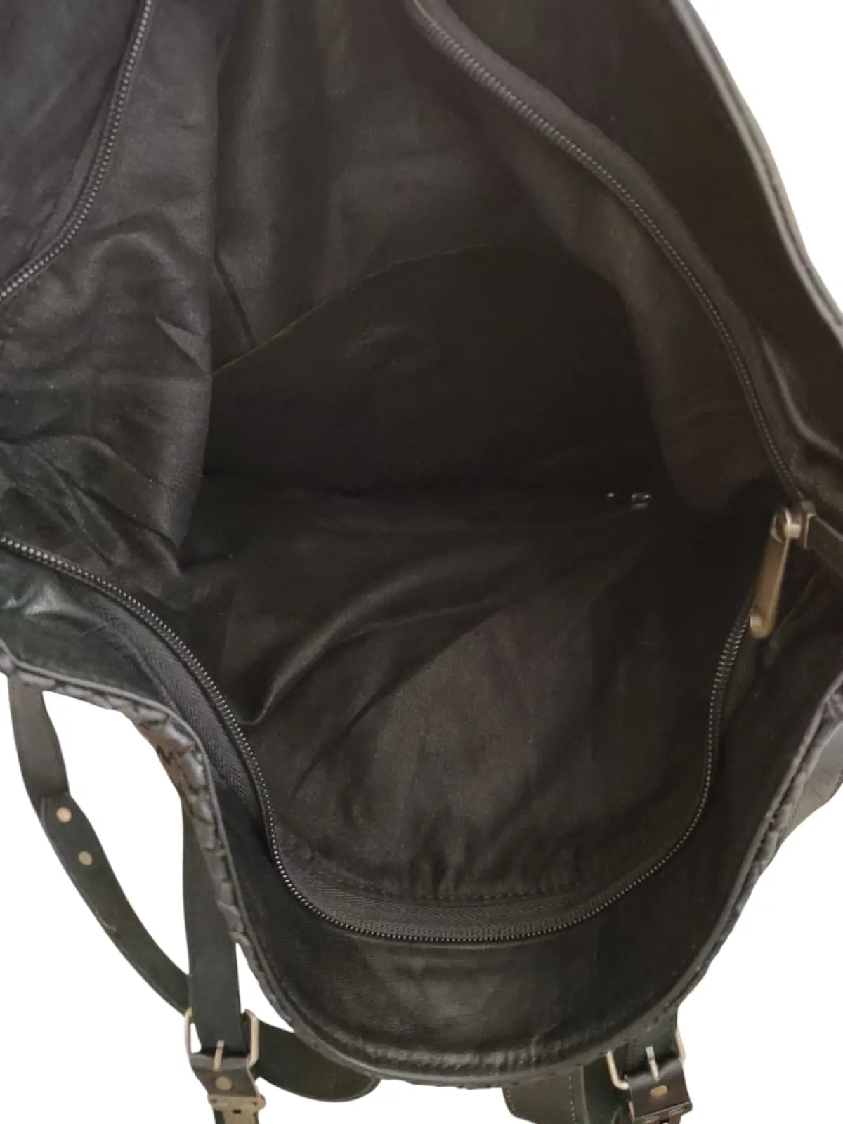 Mochila de cuero natural tejida color negro- Ghaada