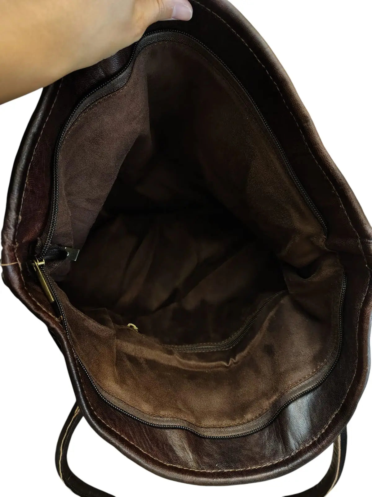 Tote Bag de cuero natural tejido color café – Zafira