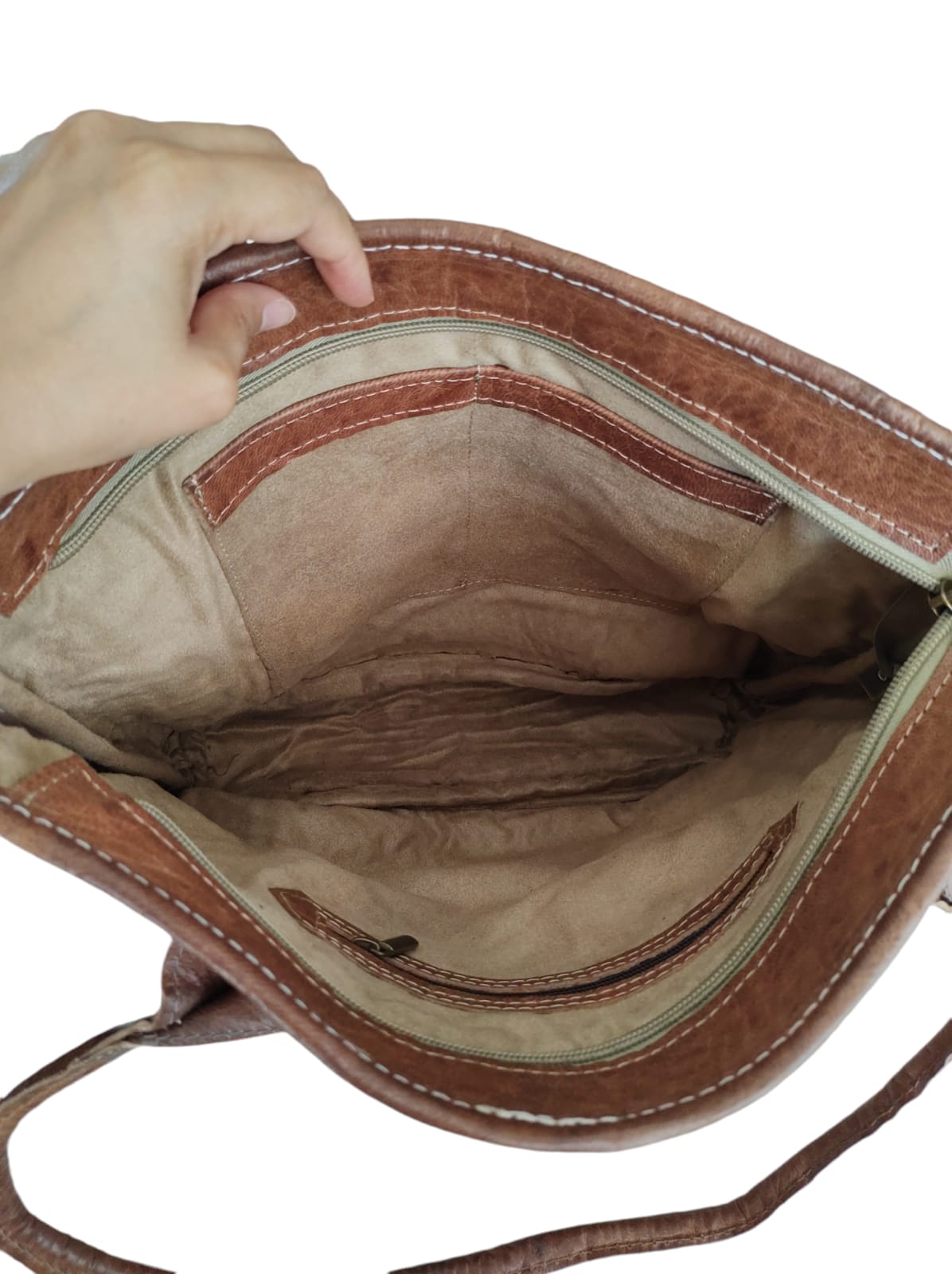 Tote Bag de cuero natural tejido color barquillo – Zafira