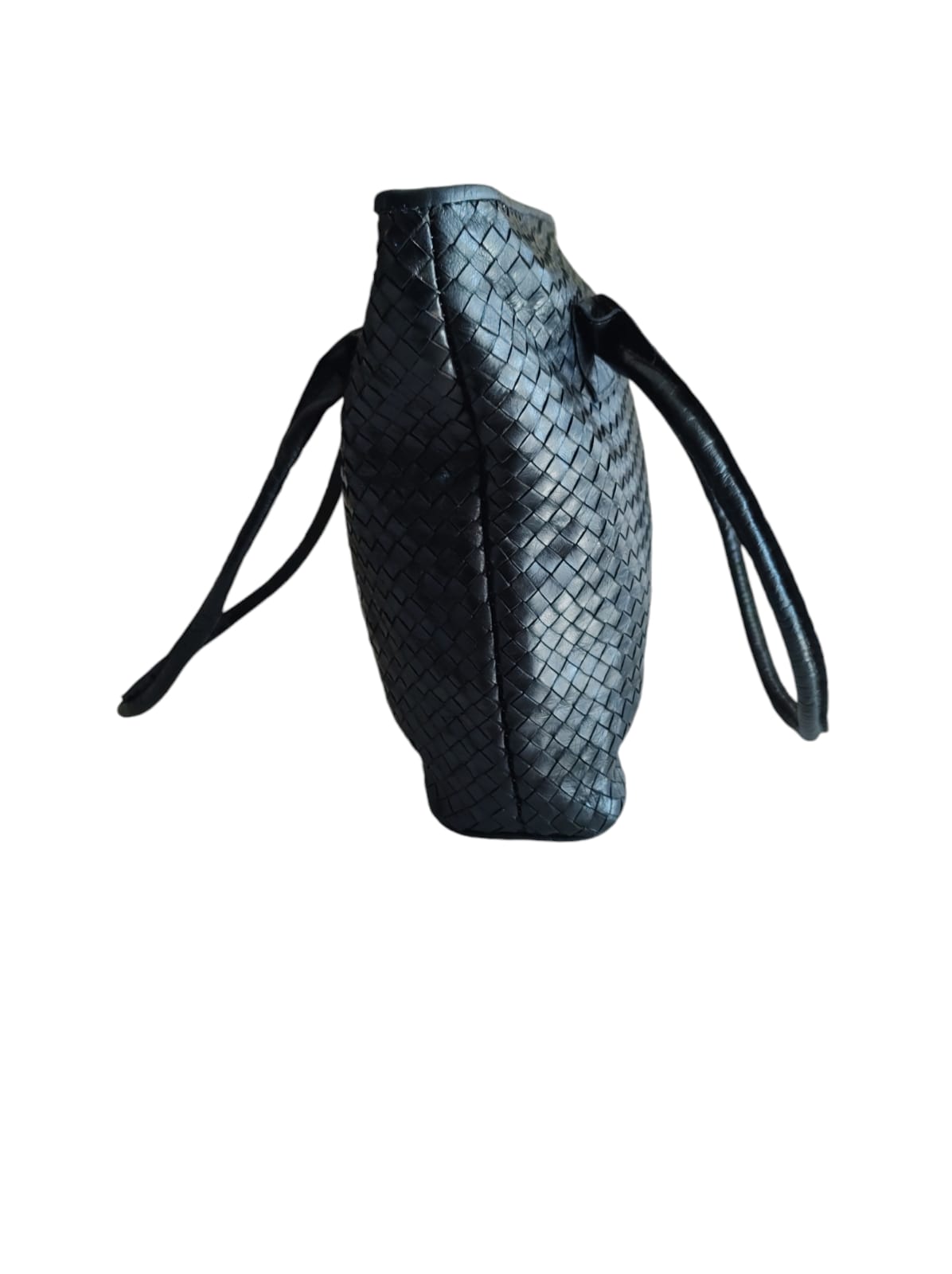 Tote Bag de cuero natural tejido color negro – Zafira
