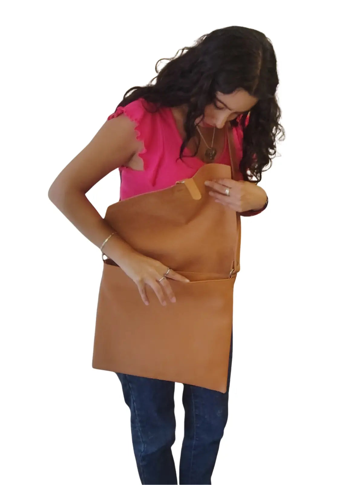 Bandolera de cuero natural color camel - Amira