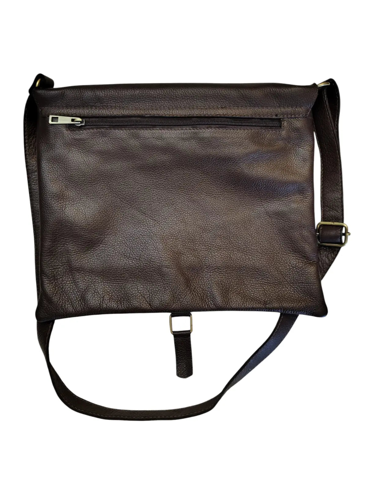 Bandolera de cuero natural color café moro - Amira