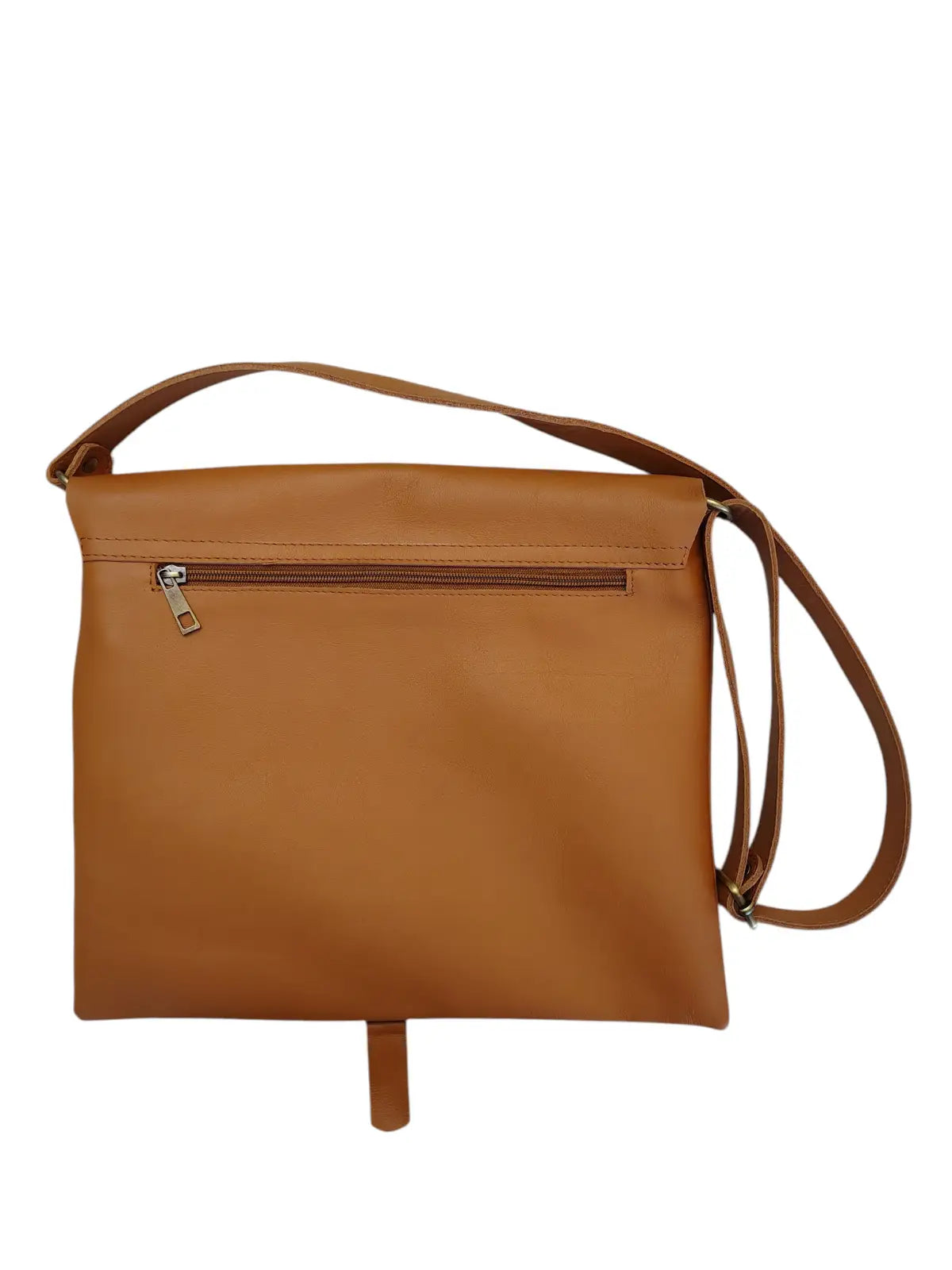 Bandolera de cuero natural color camel - Amira