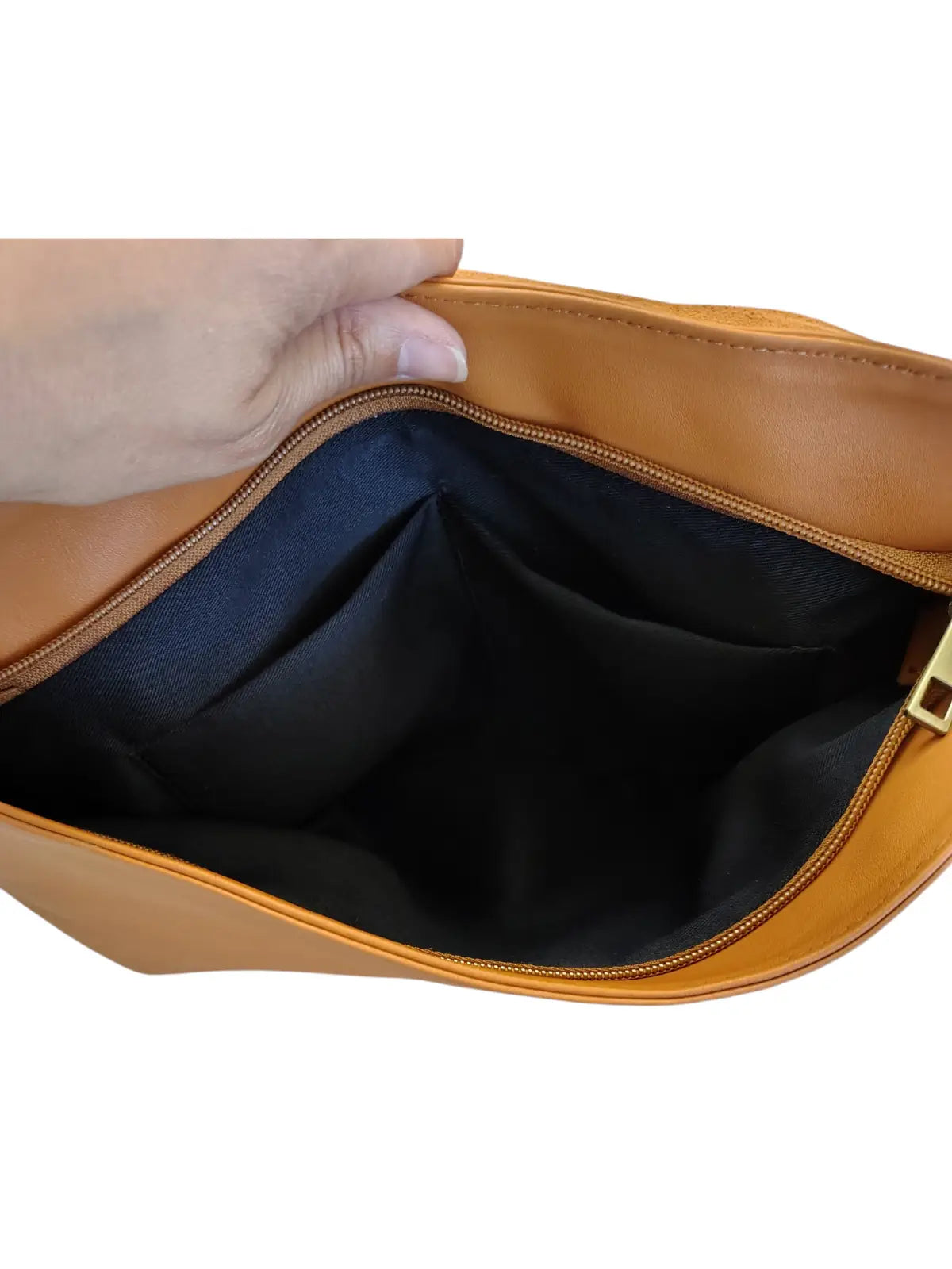 Bandolera de cuero natural color camel - Amira