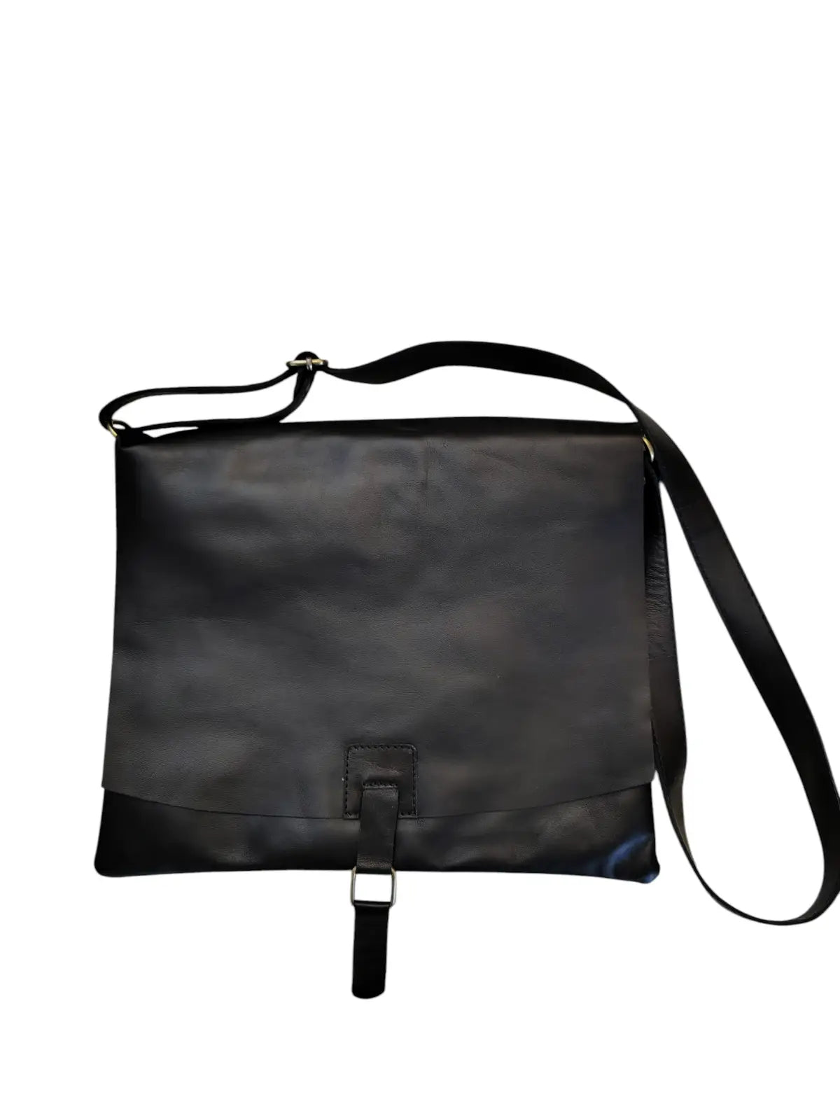 Bandolera de cuero natural color negro - Amira